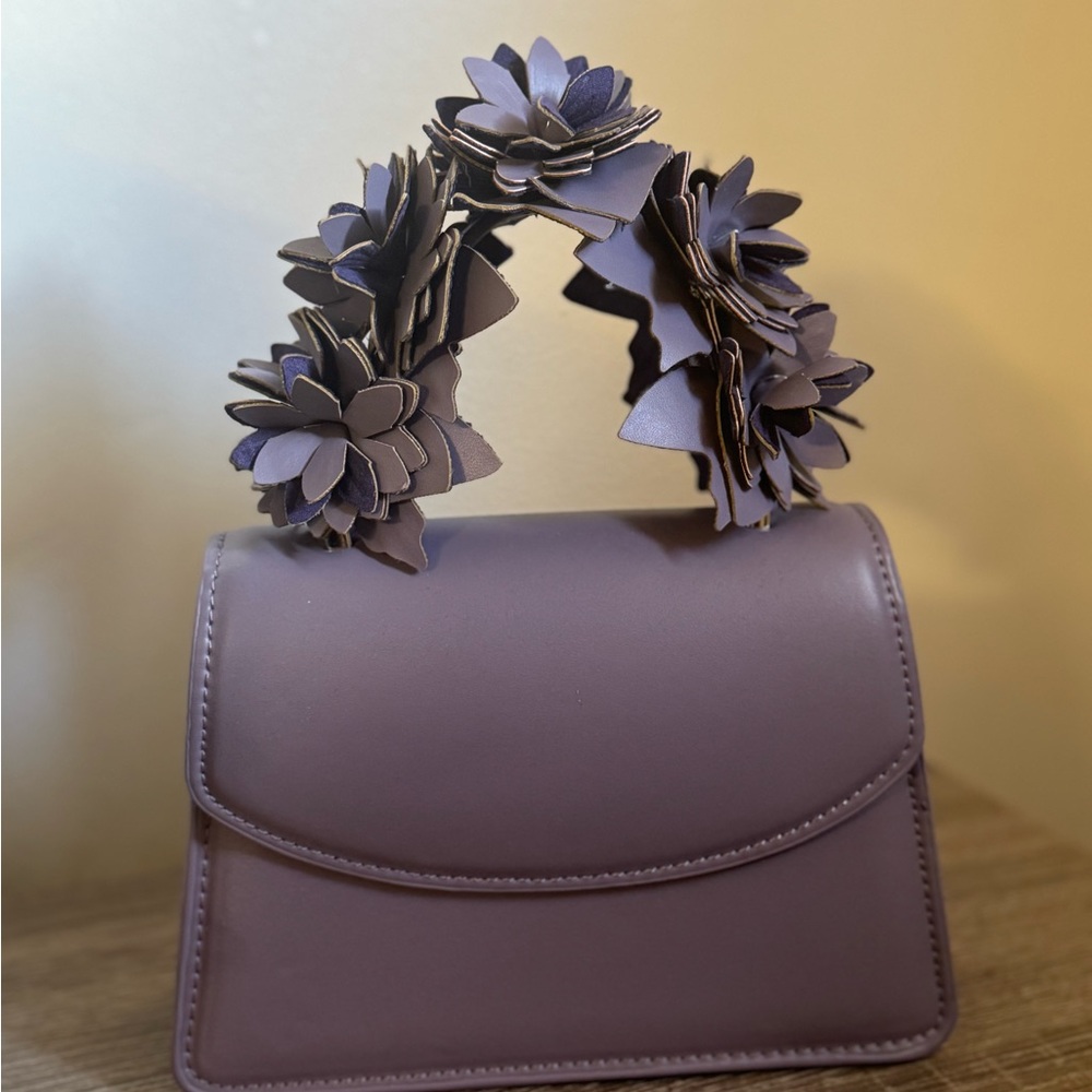 Zara Purple Mini Bag with Floral Handle